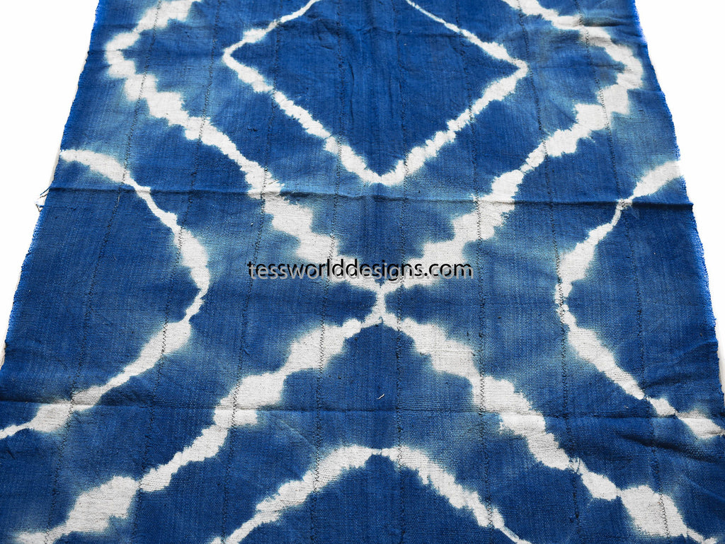 Handcrafted Batik Mudcloth fabric from Mali, Blue MC210 - Tess World Designs