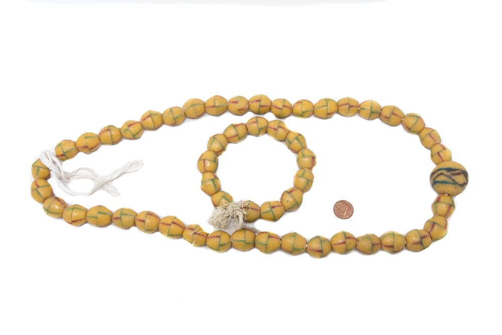 AB17- Handcrafted Ghana Krobo Beads, Large Vintage Ethnic Ghana Krobo Beads Neck and Wrist Set - Tess World Designs