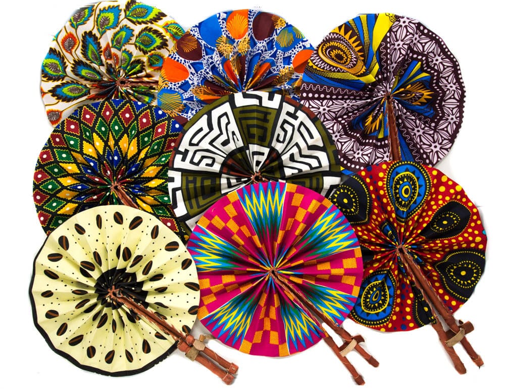 AC70 - Ankara Fabric Fan, ONE RANDOM Assorted African Fabric Fan, Gift Ideas - Tess World Designs