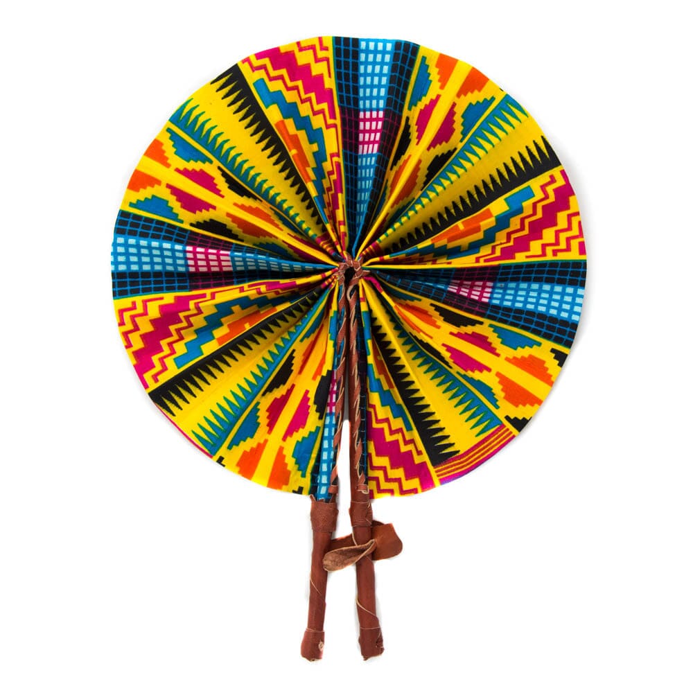AC70 - Ankara Fabric Fan, ONE RANDOM Assorted African Fabric Fan, Gift Ideas - Tess World Designs