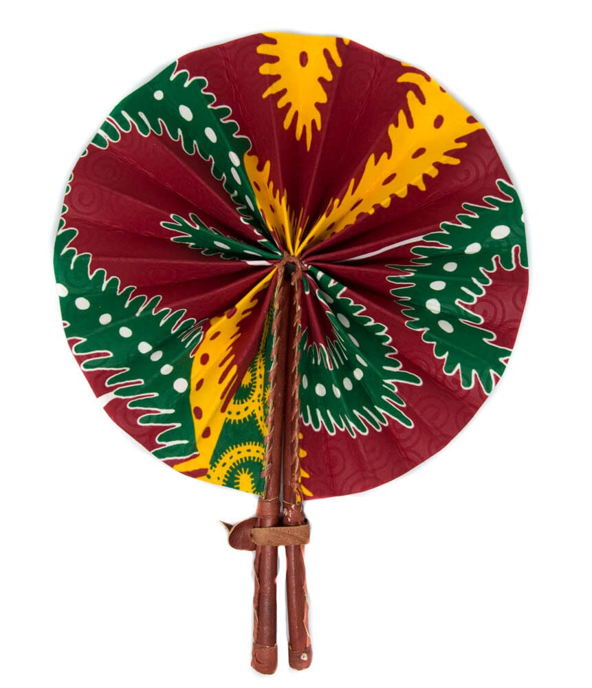 AC160 - Assorted Handcrafted African Ankara Fan From Ghana - Receive as Pictured - Tess World Designs