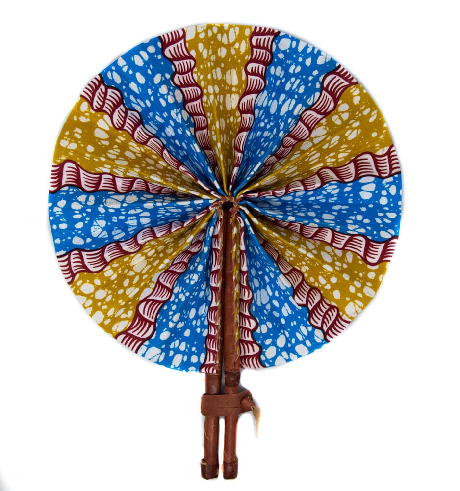 AC160 - Assorted Handcrafted African Ankara Fan From Ghana - Receive as Pictured - Tess World Designs