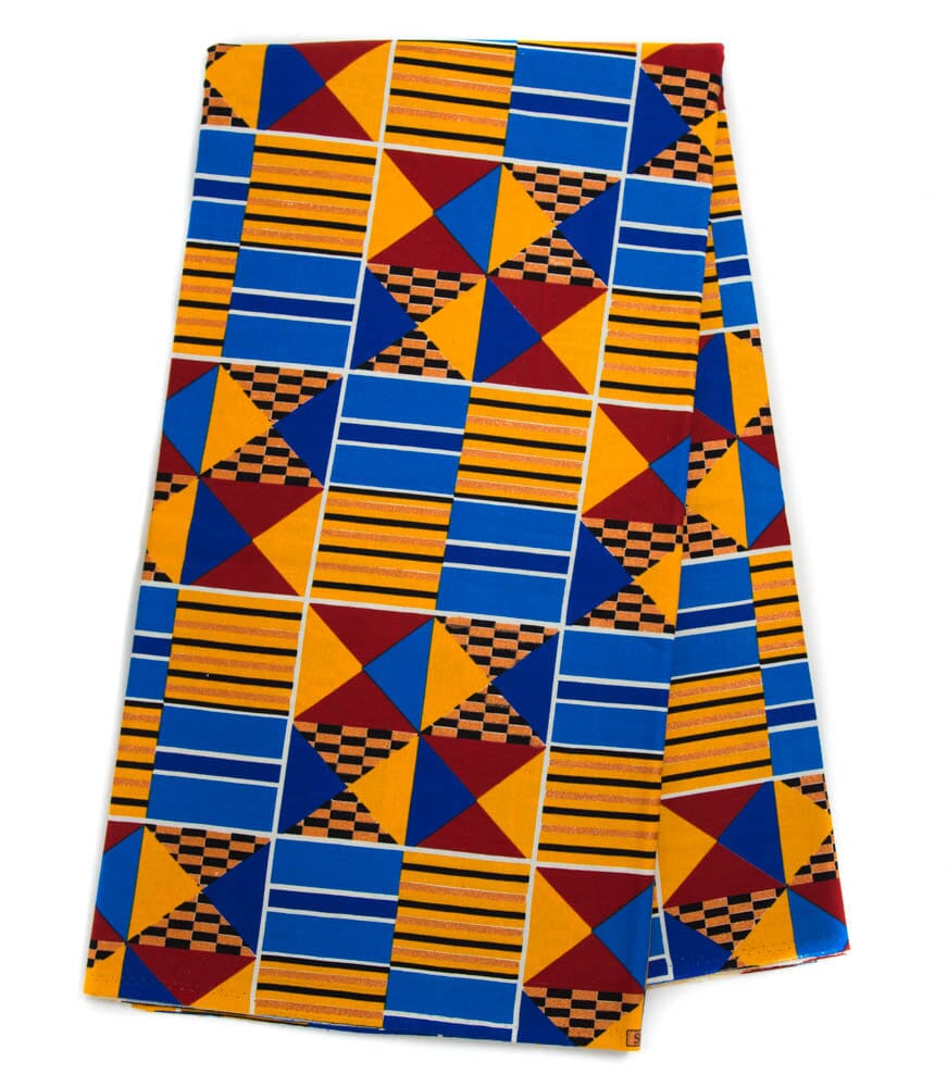 WP1785 - Quality African fabric Orange/Blue/Re/ Bronze metallic Glitter fabric - Tess World Designs