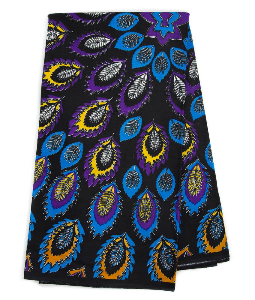 WP1786 - African Print Ankara fabric, Peacock Black - Tess World Designs