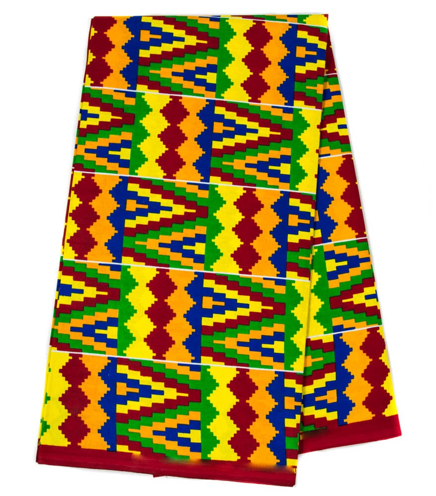 KF406 - Kente fabric Traditional Red/Green/Orange/Yellow Kente Ankara fabric - Tess World Designs