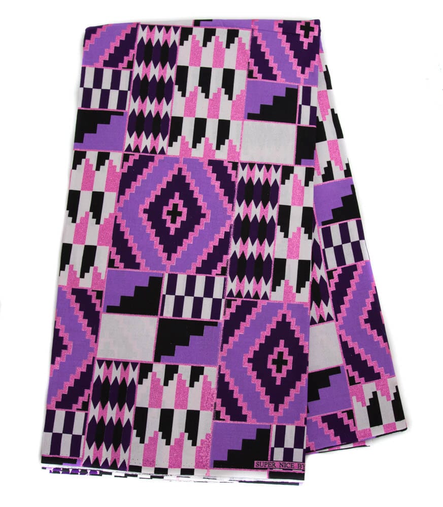 WP1791 - Quality African fabric Lilac/Purple/Pink metallic Glitter fabric - Tess World Designs
