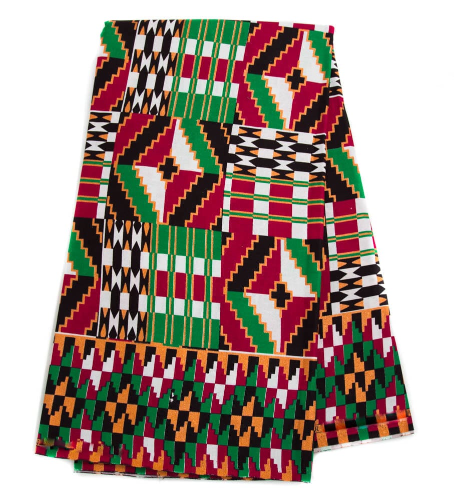 WP1792 - Quality African fabric Red/Green/bronze metallic Glitter fabric - Tess World Designs