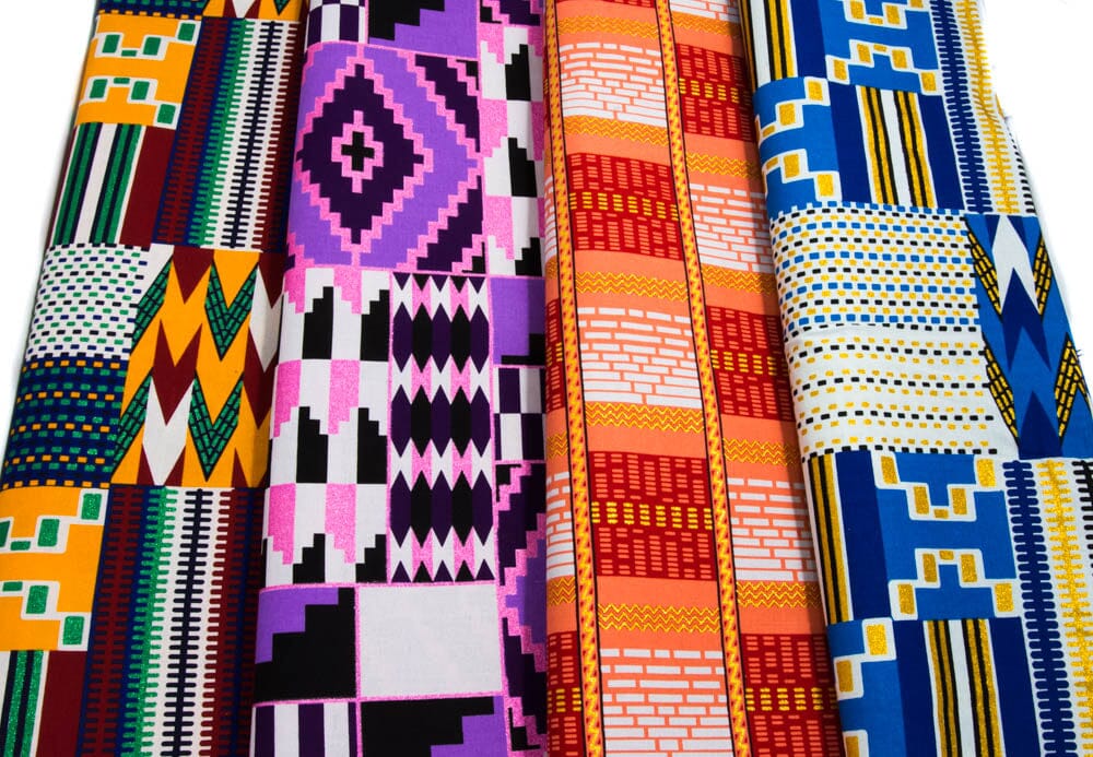 WP1795 - African Fabric Metallic Glitter Ankara Print Fabric bundle, 4 pieces of 2 Yards - Tess World Designs