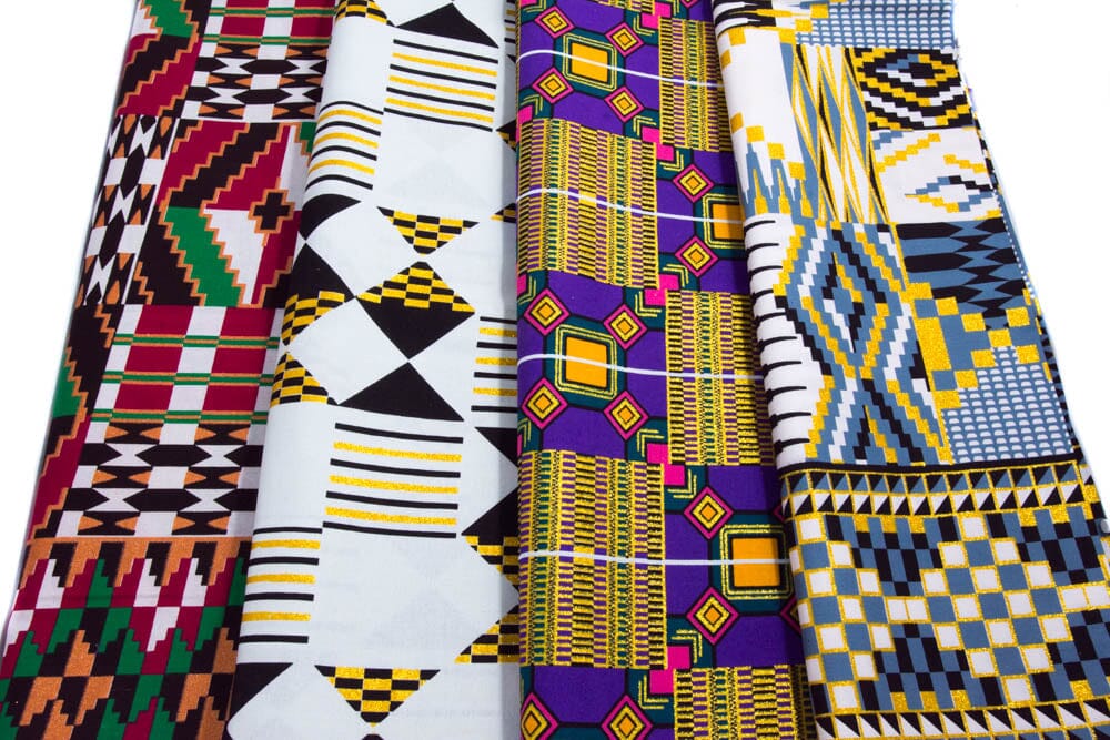 WP1798- Ankara Fabric Metallic Glitter African Print Fabric bundle, 4 pieces of 2 Yards - Tess World Designs