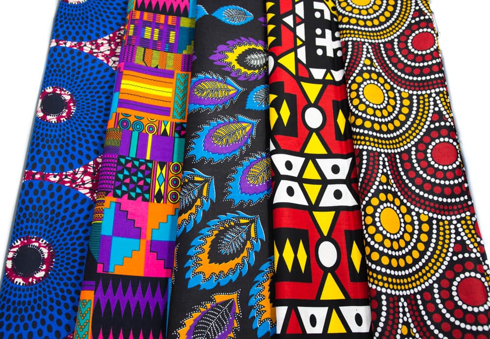 WP1806 - African Print Fabric Bundle, Ankara Quilt, 5 pieces of 1 Yard - Tess World Designs