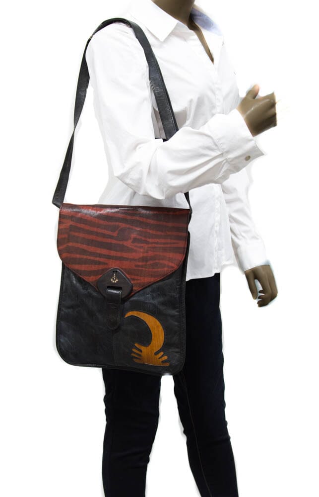 BG115 - Assorted Handmade African leather bag/ West African bag - Tess World Designs