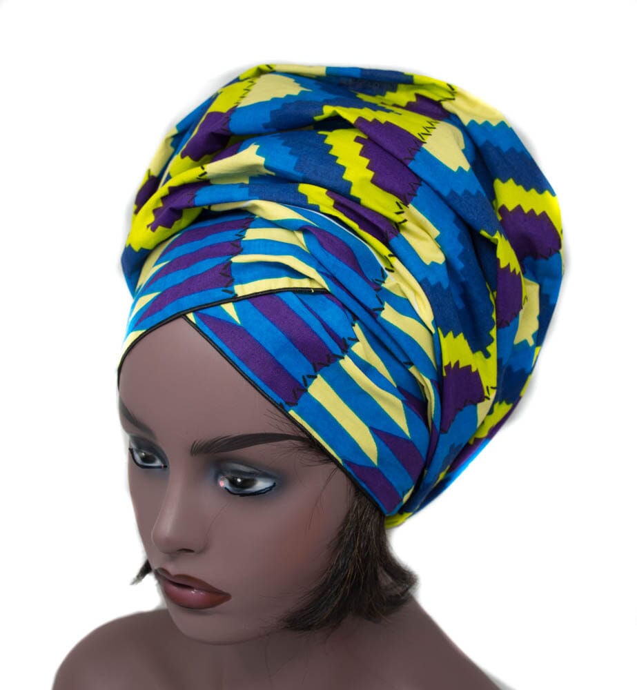 HT377 -Assorted Long Size African Headwraps, Ankara headwraps - Tess World Designs