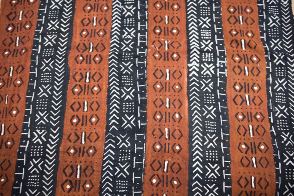 MC286 - Black, Dark Brown Authentic Bogolan Handwoven Mudcloth Fabric, from Mali - Tess World Designs