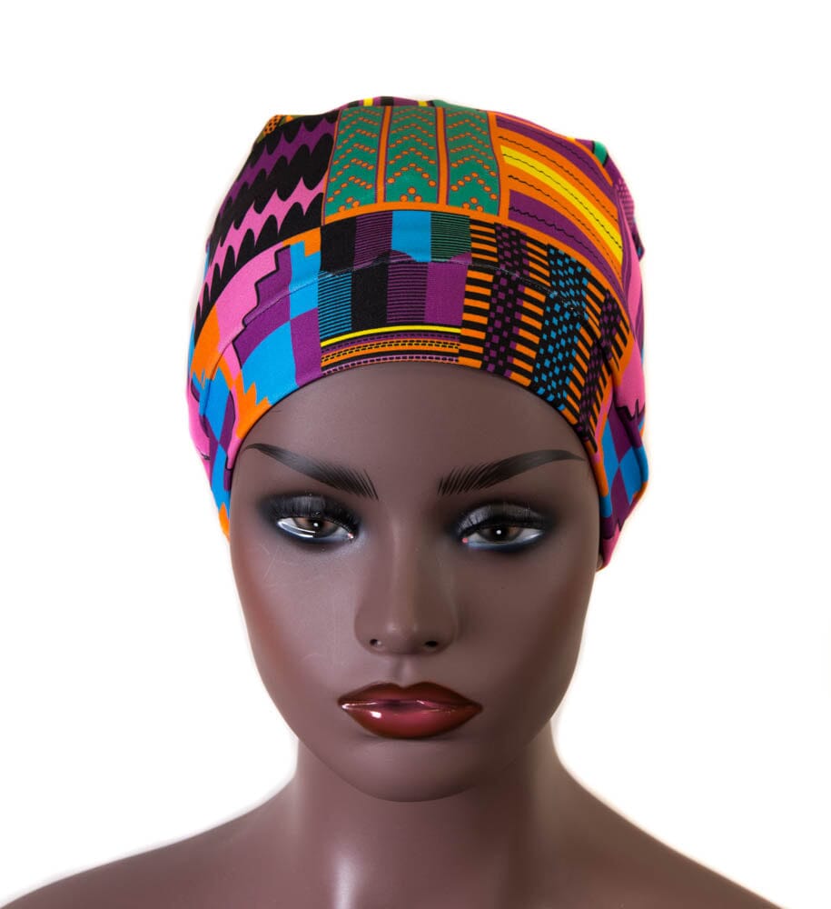 SHT13 - Pull-N-Tuck Pink & Purple Stretch Scarf Tubular headwrap African Head wraps - Tess World Designs