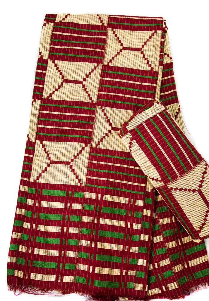 WK190 Kente Cloth Authentic Handwoven Male and Female Ghana Fabric Dekaworwor - Tess World Designs