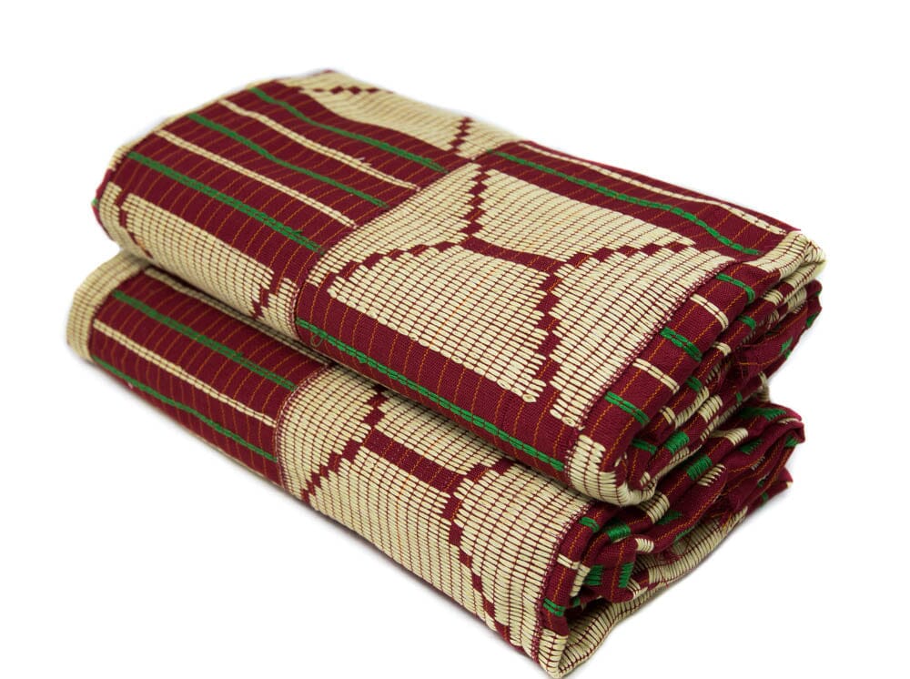 WK190 Kente Cloth Authentic Handwoven Male and Female Ghana Fabric Dekaworwor - Tess World Designs