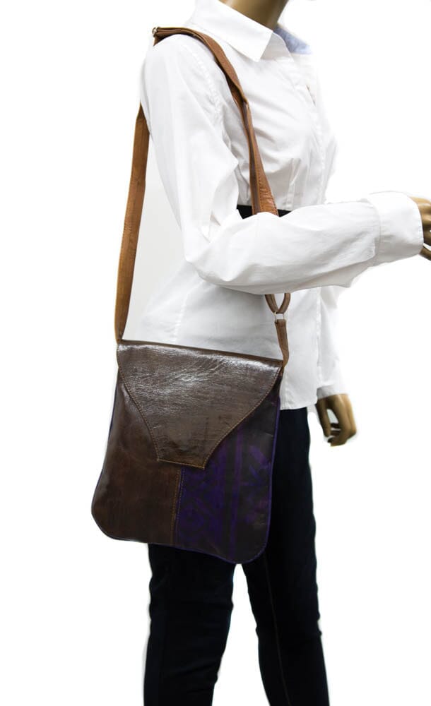 WP142 - Handmade African leather West African Shoulder bag - Tess World Designs