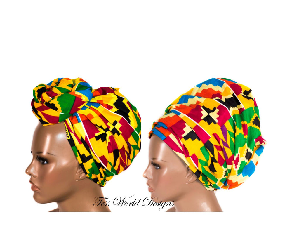 African Headwrap, African fabric/ Kente head wrap  HT199 - Tess World Designs