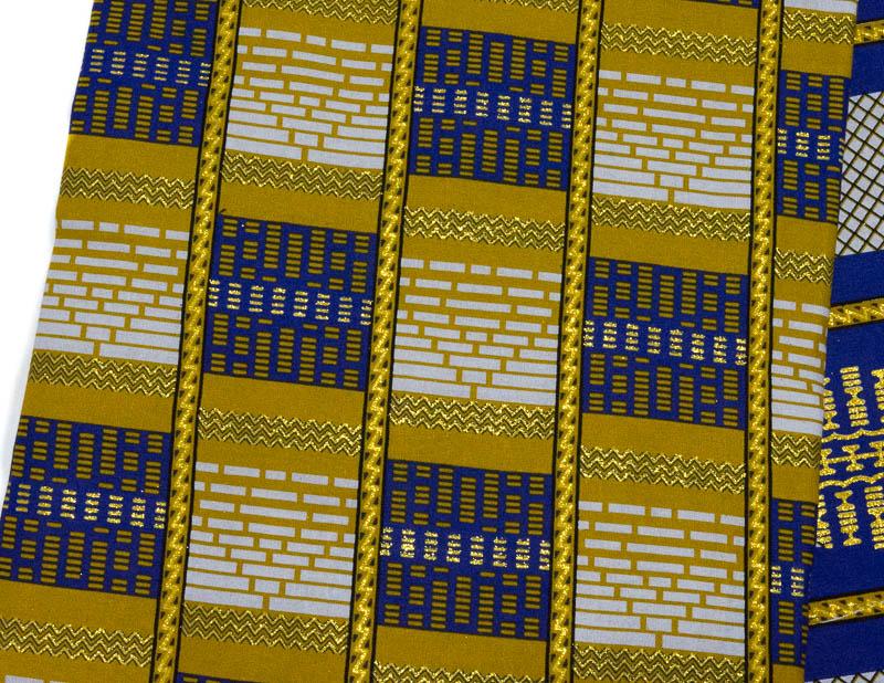 Quality Glitter African fabric per yard/ Navy/ Gold metallic fabric WP1532-1 - Tess World Designs