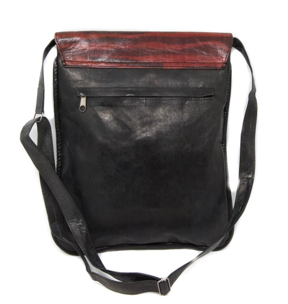 Handmade African leather bag/ Black/Pink West African bag BG115 - Tess World Designs