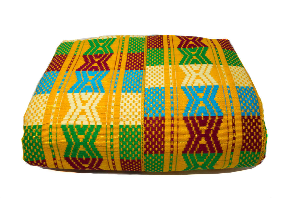 WK47-BGBG, Authentic Handwoven Kente Cloth from Africa/ Morkporkpor - Tess World Designs