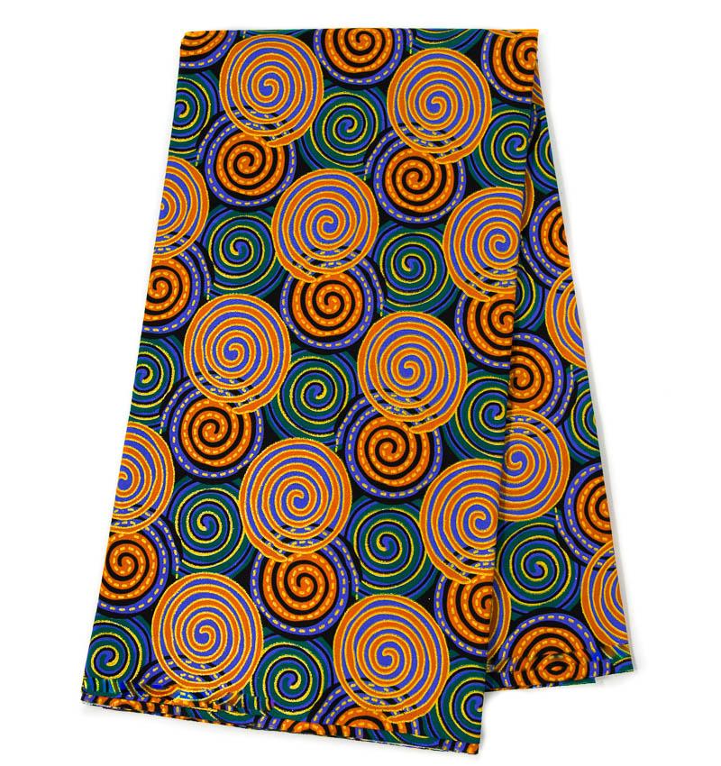 Glitter African fabric/ Green, Orange Coil metallic fabric WP1548-2 - Tess World Designs