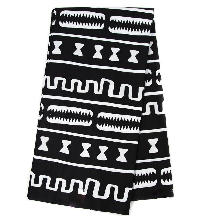 Large design African fabric/ Black/white mudcloth print WP1544-2 - Tess World Designs
