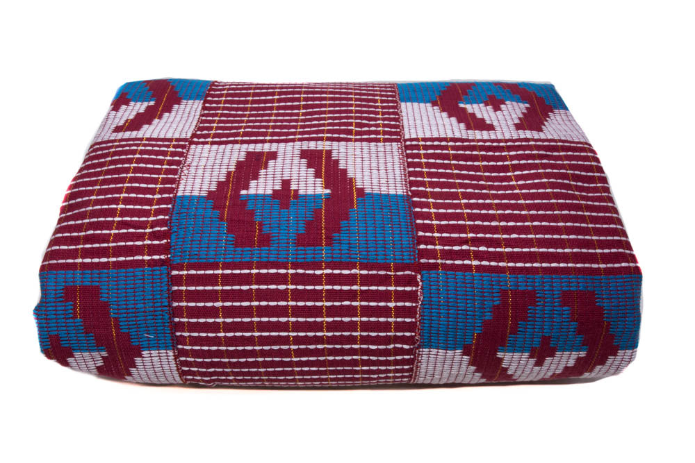 Authentic hand Woven Kente Cloth from Ghana/ Red/blue WK19 - Tess World Designs