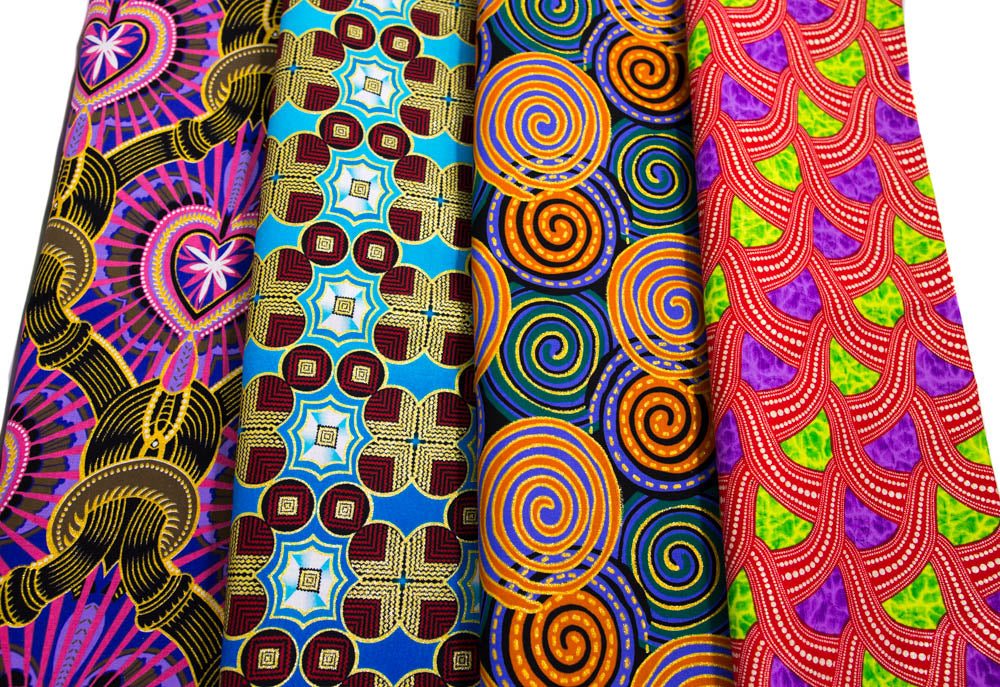WP1697-BA - 2 yard Ankara Print Fabric bundle Metallic Glitter African fabric/ 4 pieces - Tess World Designs