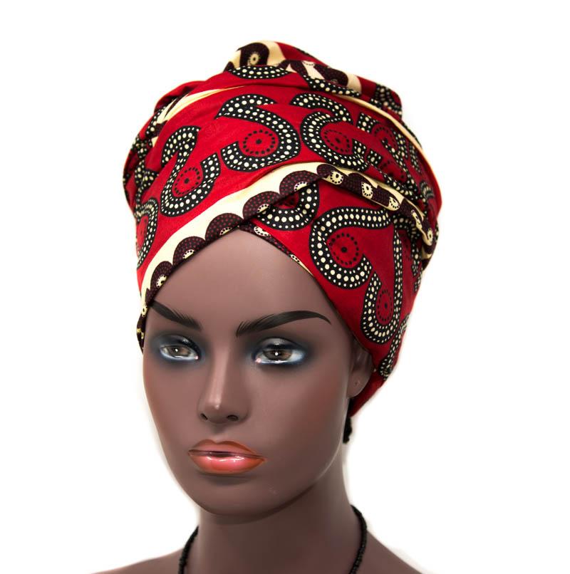 African headwrap/ red/cream wrap/ tess world designs HT328 - Tess World Designs