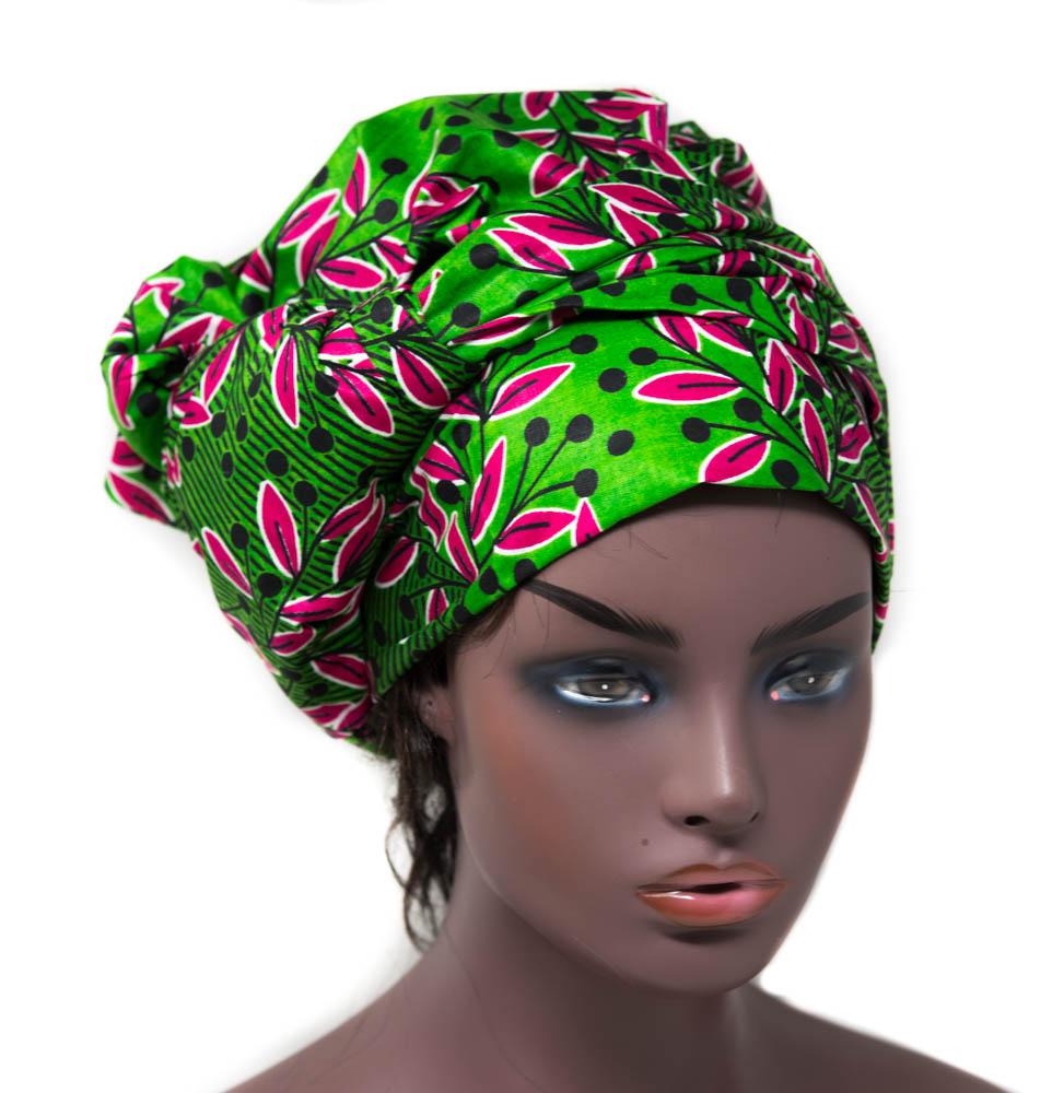 Green African fabric Head wraps/ Ankara Head Tie HT348R - Tess World Designs
