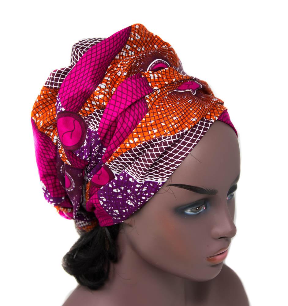 Pink African fabric Head wraps/ Ankara Head Tie HT347R - Tess World Designs