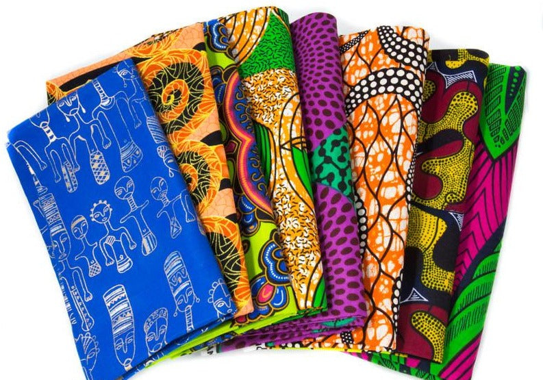 6 RANDOM Fat quarter bundle/ African fabric/ 6 Quarter pieces WB240 - Tess World Designs