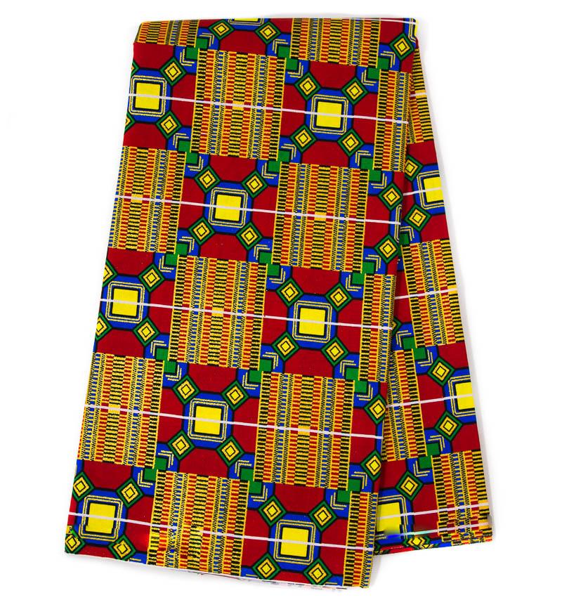 Kente Glitter African fabric per 2 yards/ Red metallic fabric WP1550-1 - Tess World Designs