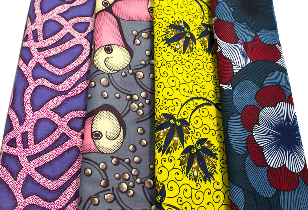 WP1718 - Assorted African Fabric bundles, 4 colors of 2 Yard Each Bund–  Tess World Designs