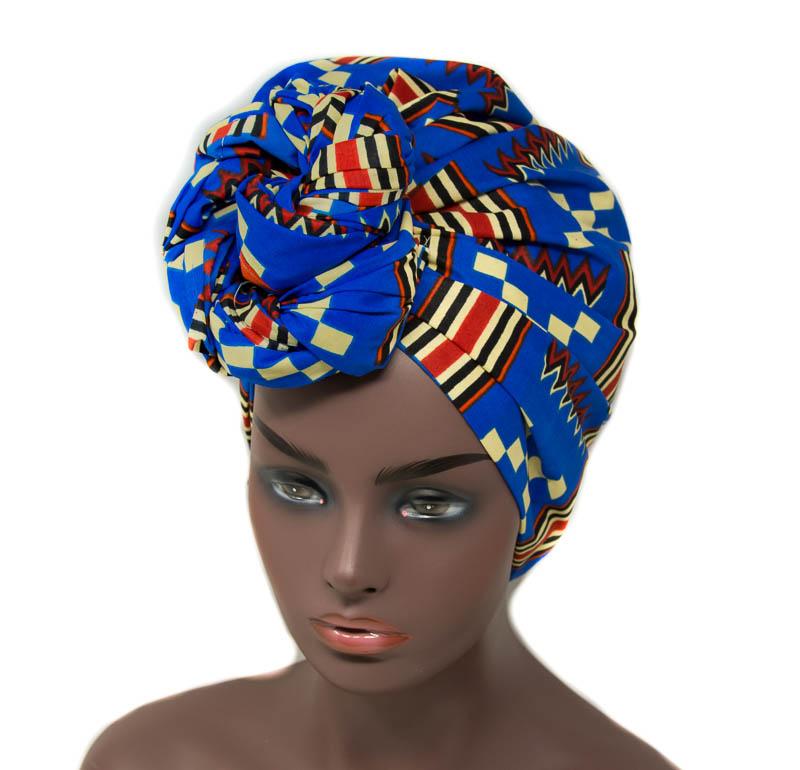 Blue Kente African fabric Head wraps/ HT341 - Tess World Designs