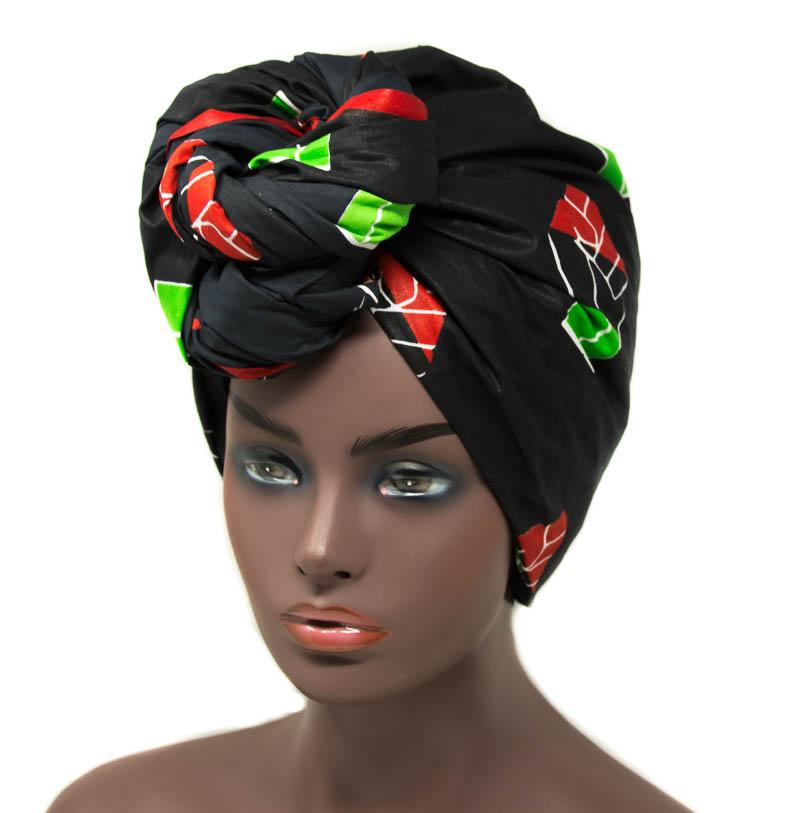 Black African fabric Head wraps/ Turban HT342 - Tess World Designs