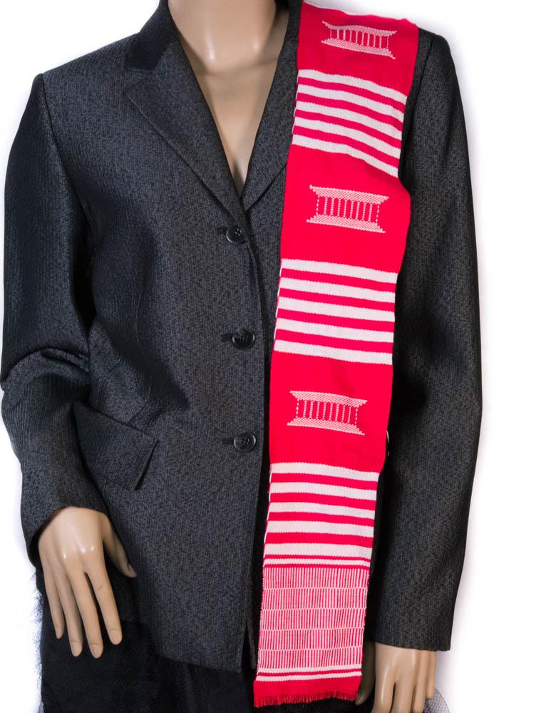 Red Handwoven Ghana Kente Stole, Sash, KS33 - Tess World Designs