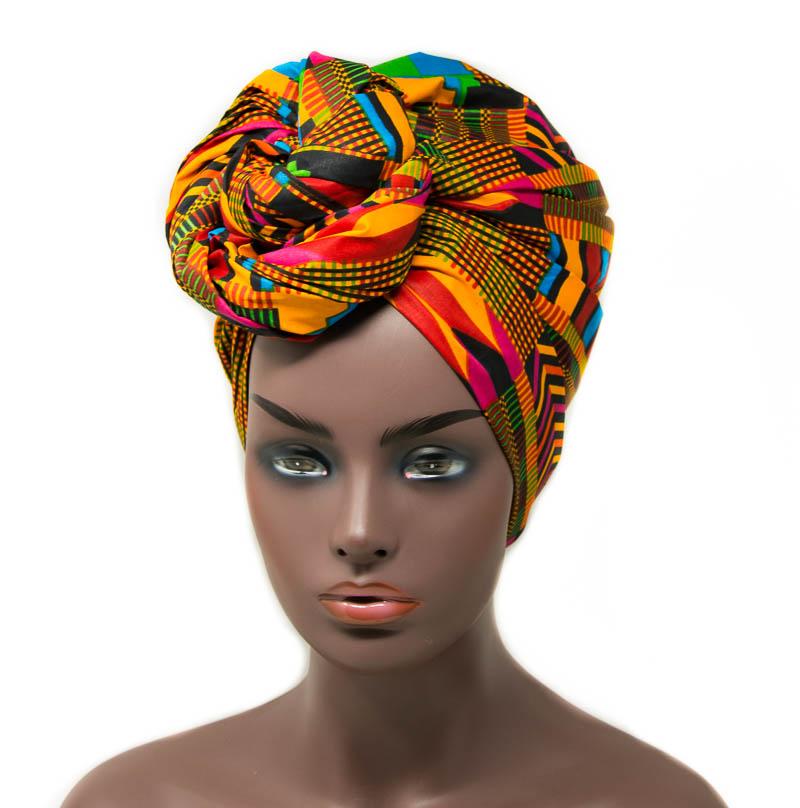 African fabric Head wraps/ Red/Orange Kente headwraps / HT339 - Tess World Designs