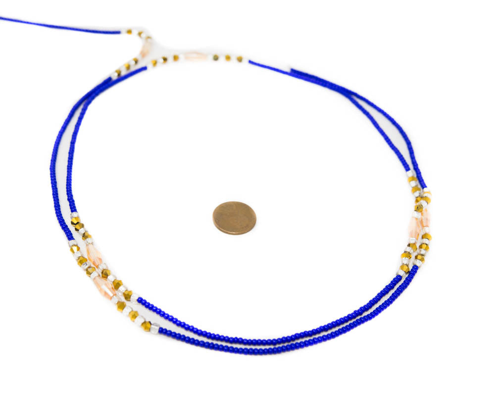 AB08-ROYALBLUE - African Waist Beads from Koforidua, Ghana - Tess World Designs
