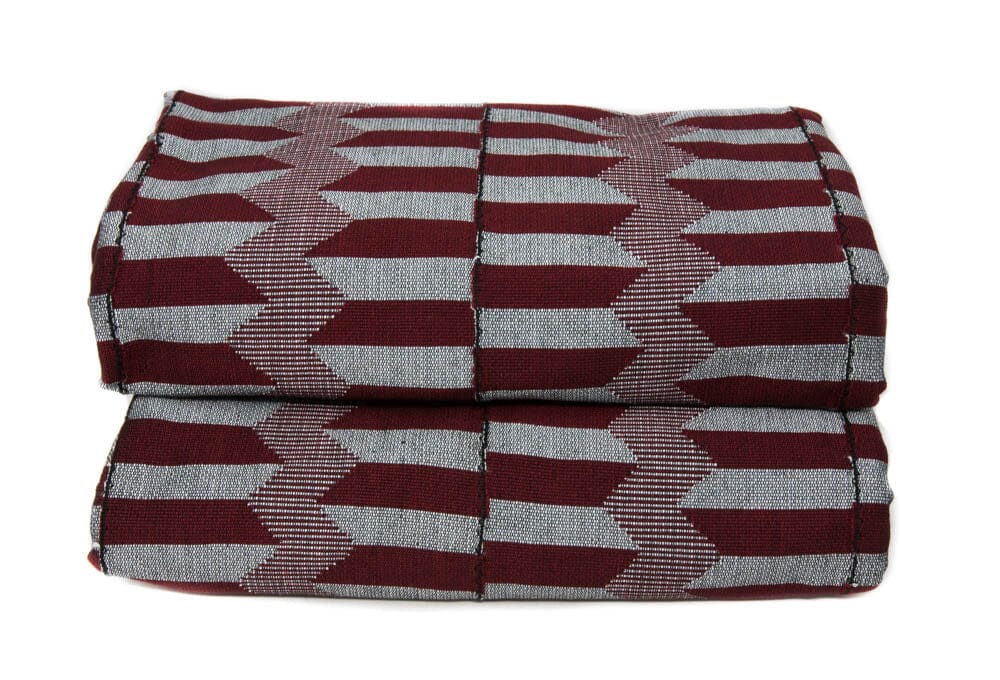 WK176-BW - Authentic Handwoven Ewe Kete | 2-piece Queen Set Ghana Kente Cloth - Tess World Designs