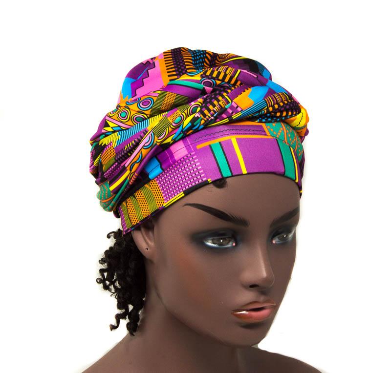 Tubular Stretch headwrap | African Head wraps | Stretch Scarf | Pink |Purple Stretch SHT01 - Tess World Designs