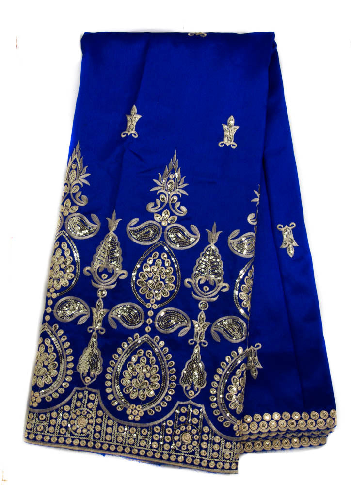 G21- George lace, African Lace Fabric, Royal blue, with sequins, 5 yards - Tess World Designs