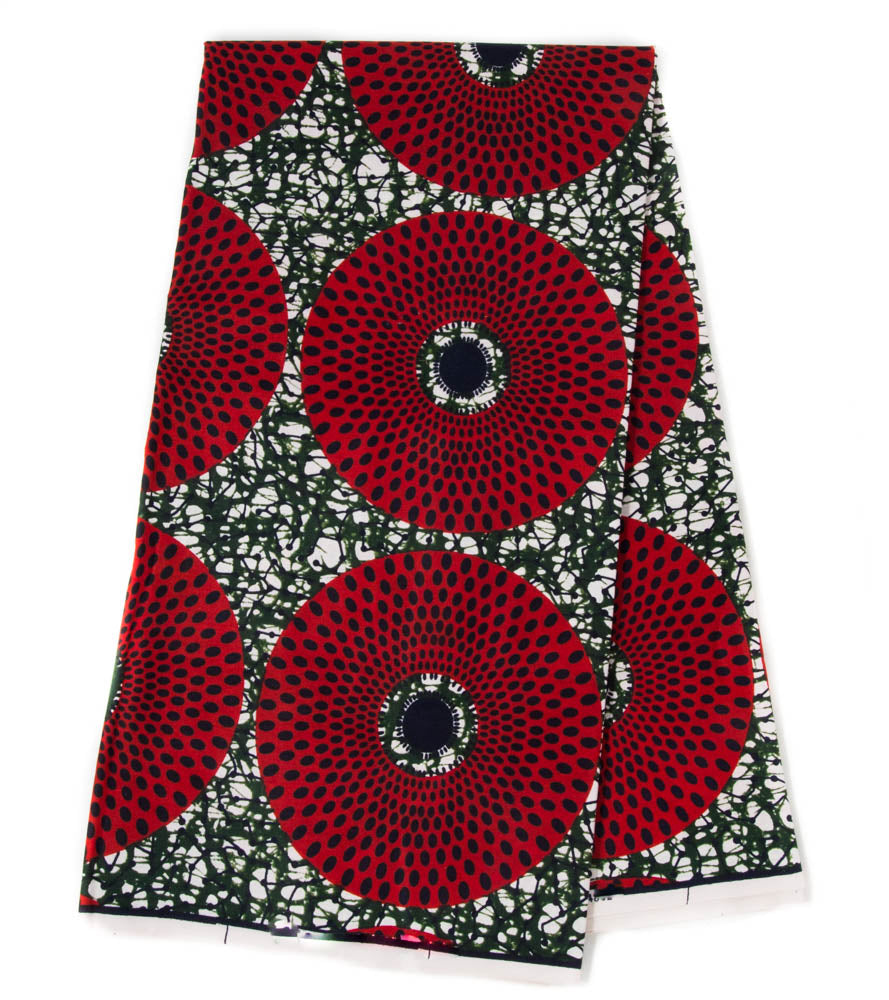 Ankara fabric/ African Print fabric/ Green/Red  WP1651 - Tess World Designs