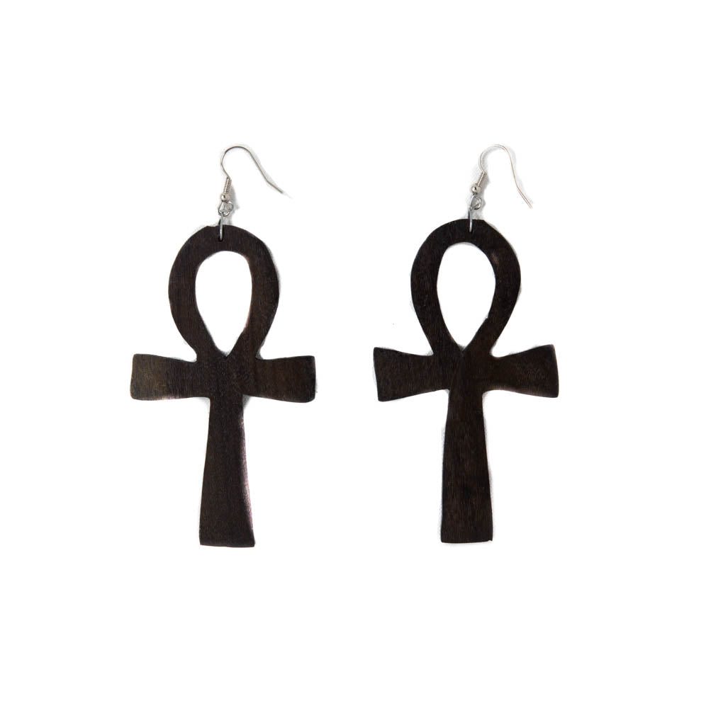 JW09-Ankh - African jewelry | Handcrafted Ankh African Wooden Earring - Tess World Designs