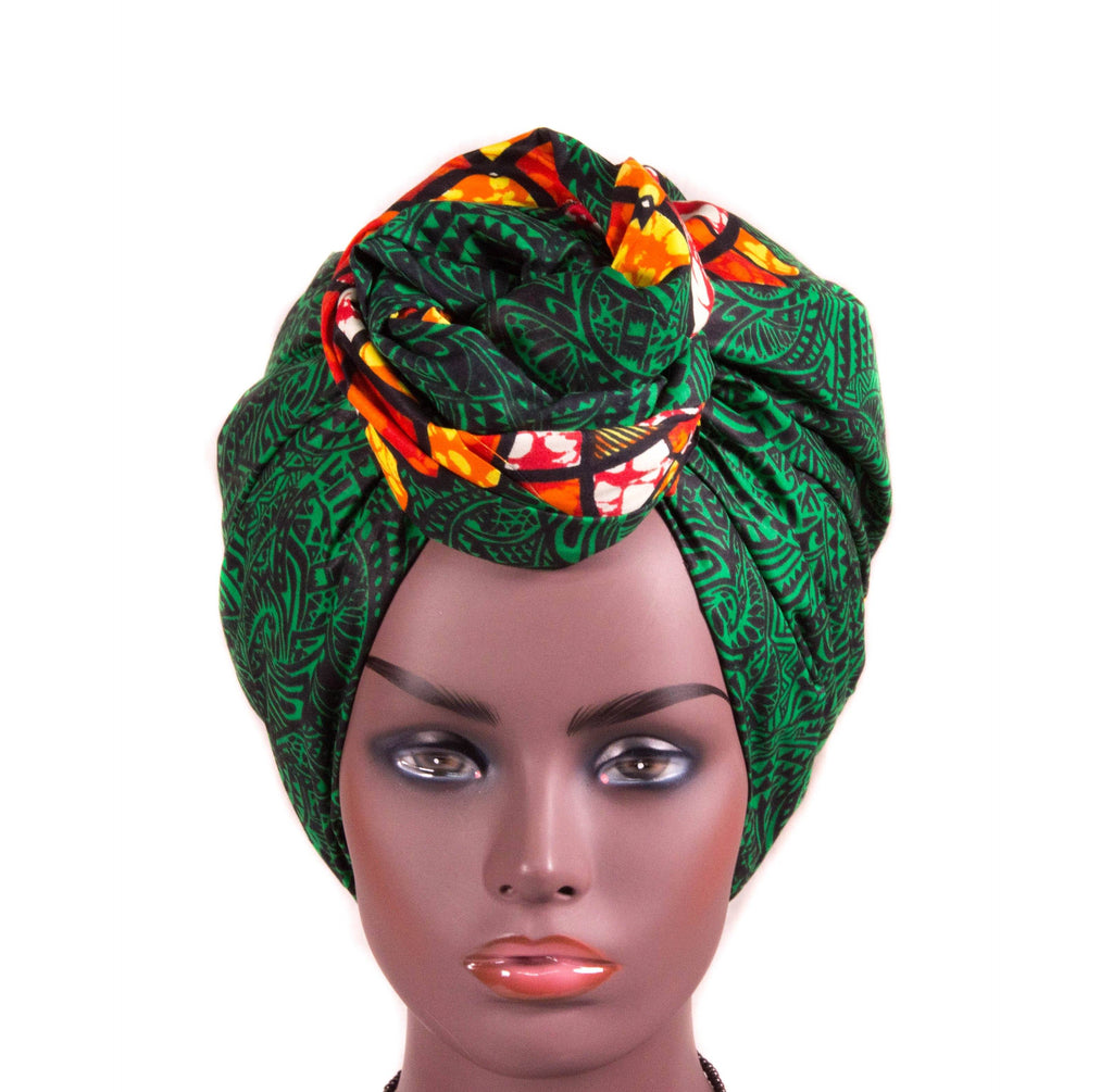 African fabric Head wrap/ green head wrap HT310 - Tess World Designs