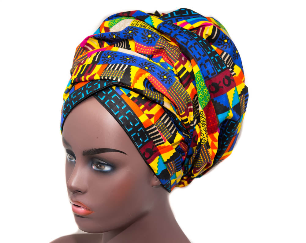African fabric Head wraps, Sankofa Kente Scarf/ Royal Blue African  headwraps / HT356