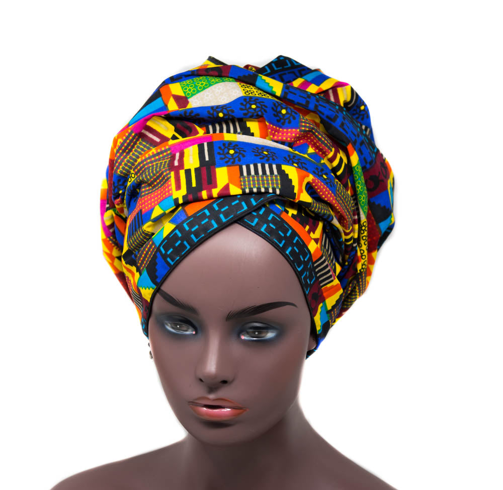 African fabric Head wraps, Sankofa Kente/ Brown African headwraps / HT356 - Tess World Designs