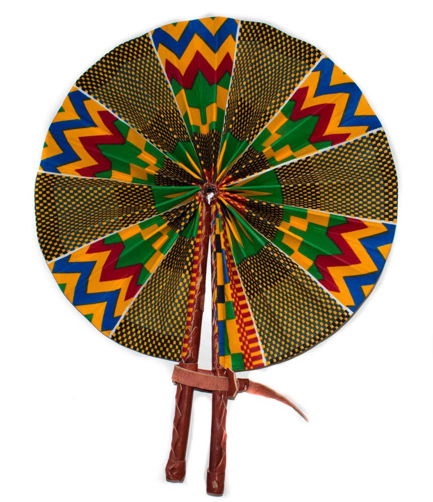 African Fabric fan, ONE RANDOM kente fan, minuia AC70 - Tess World Designs