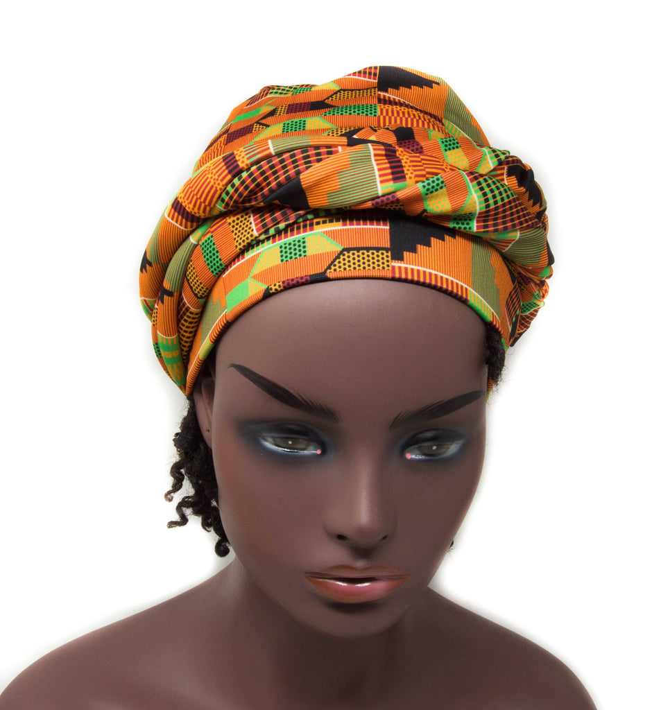 Tubular Stretch headwrap, Traditional Kente | African Head wraps | Stretch Scarf | Stretch SHT11 - Tess World Designs